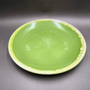 Hull Pottery Avocado Green Drip Glaze Dinner Plate 10" MCM 1960s